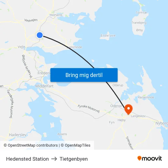 Hedensted Station to Tietgenbyen map