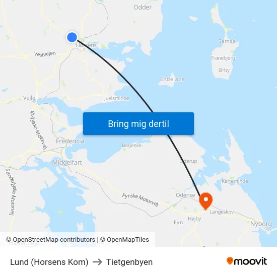Lund (Horsens Kom) to Tietgenbyen map