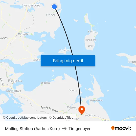 Malling Station  (Aarhus Kom) to Tietgenbyen map