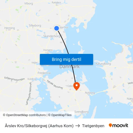 Årslev Kro/Silkeborgvej (Aarhus Kom) to Tietgenbyen map