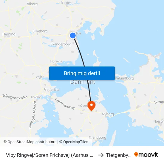 Viby Ringvej/Søren Frichsvej (Aarhus Kom) to Tietgenbyen map