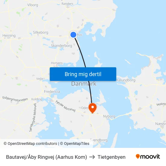 Bautavej/Åby Ringvej (Aarhus Kom) to Tietgenbyen map