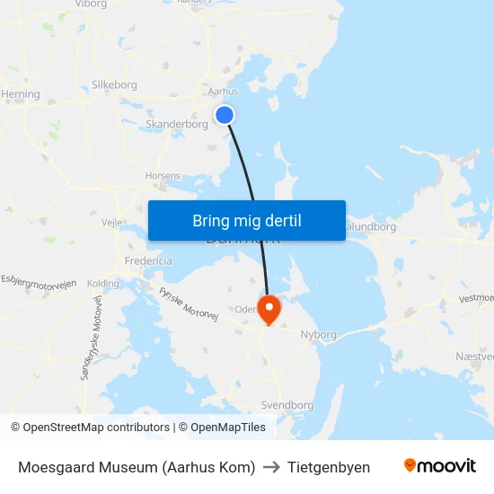 Moesgaard Museum (Aarhus Kom) to Tietgenbyen map