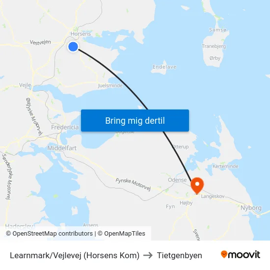 Learnmark/Vejlevej (Horsens Kom) to Tietgenbyen map