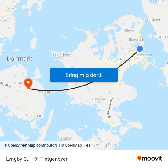 Lyngby St. to Tietgenbyen map