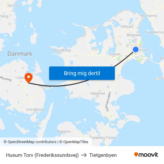 Husum Torv (Frederikssundsvej) to Tietgenbyen map