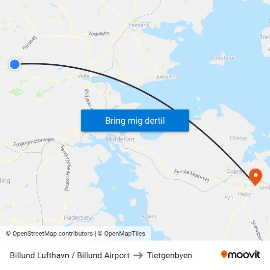 Billund Lufthavn / Billund Airport to Tietgenbyen map