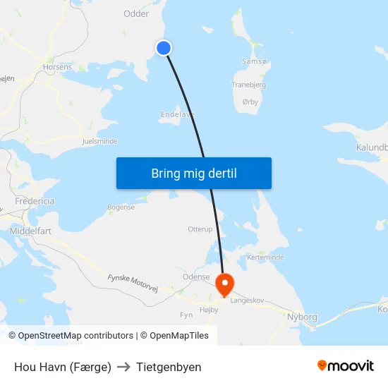 Hou Havn (Færge) to Tietgenbyen map