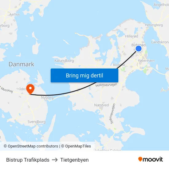 Bistrup Trafikplads to Tietgenbyen map