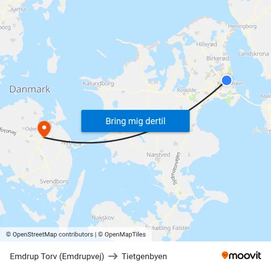 Emdrup Torv (Emdrupvej) to Tietgenbyen map