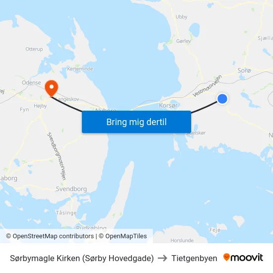Sørbymagle Kirken (Sørby Hovedgade) to Tietgenbyen map