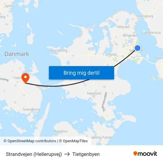 Strandvejen (Hellerupvej) to Tietgenbyen map
