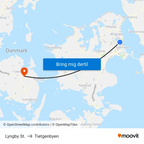 Lyngby St. to Tietgenbyen map