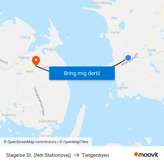 Slagelse St. (Ndr.Stationsvej) to Tietgenbyen map