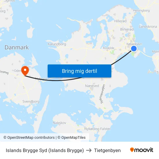 Islands Brygge Syd (Islands Brygge) to Tietgenbyen map
