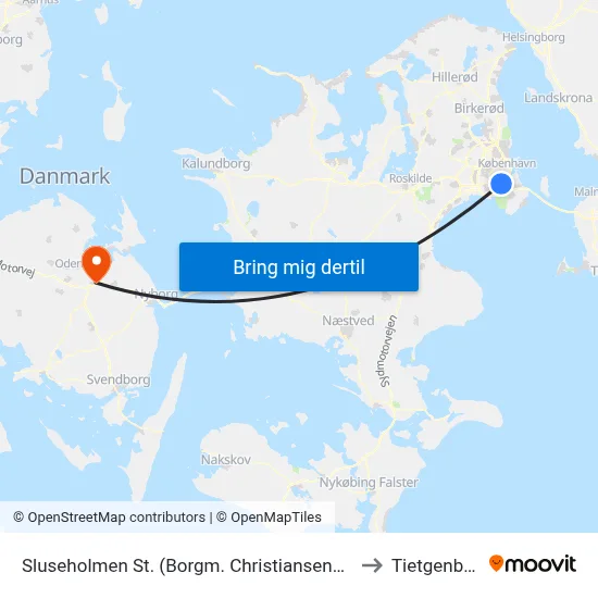 Sluseholmen St. (Borgm. Christiansens Gade) to Tietgenbyen map