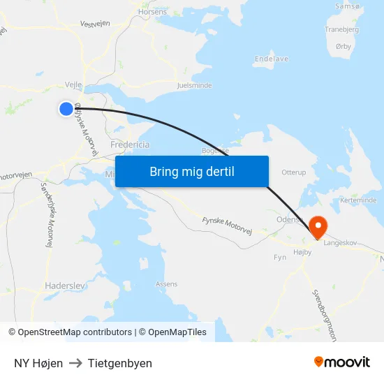 NY Højen to Tietgenbyen map