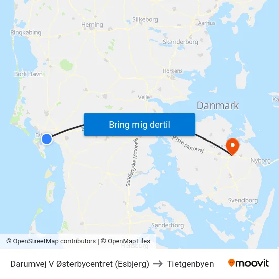 Darumvej V Østerbycentret (Esbjerg) to Tietgenbyen map