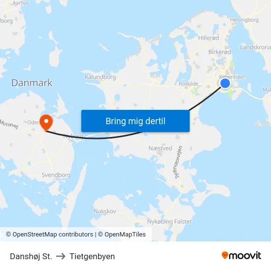 Danshøj St. to Tietgenbyen map