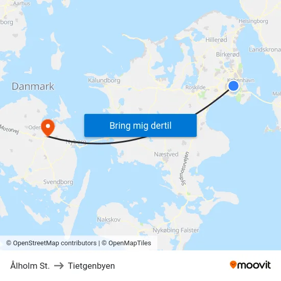 Ålholm St. to Tietgenbyen map