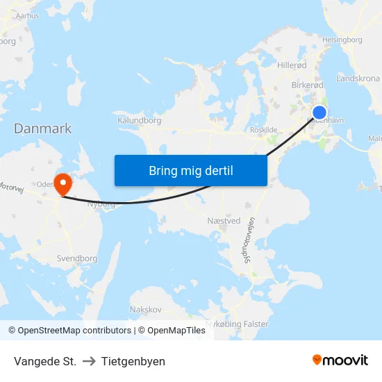 Vangede St. to Tietgenbyen map