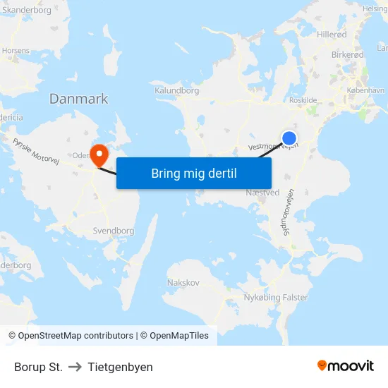 Borup St. to Tietgenbyen map