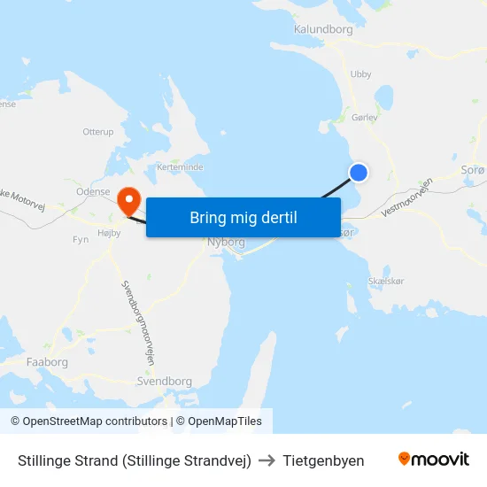 Stillinge Strand (Stillinge Strandvej) to Tietgenbyen map