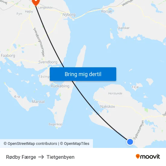 Rødby Færge to Tietgenbyen map
