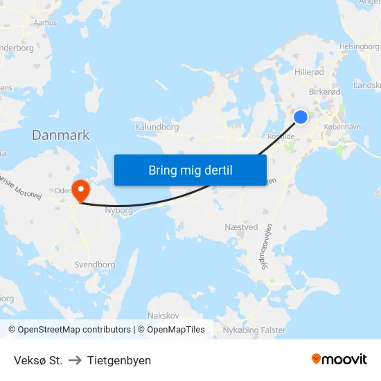 Veksø St. to Tietgenbyen map