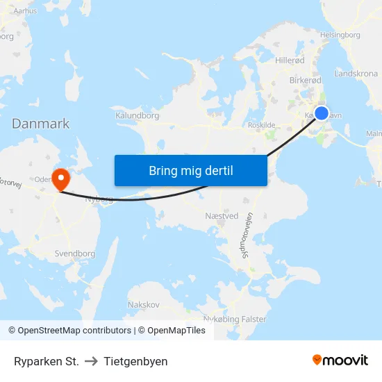 Ryparken St. to Tietgenbyen map