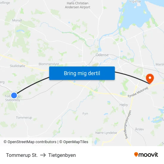 Tommerup St. to Tietgenbyen map