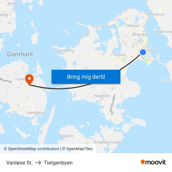 Vanløse St. to Tietgenbyen map
