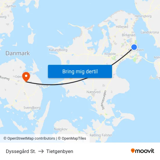 Dyssegård St. to Tietgenbyen map