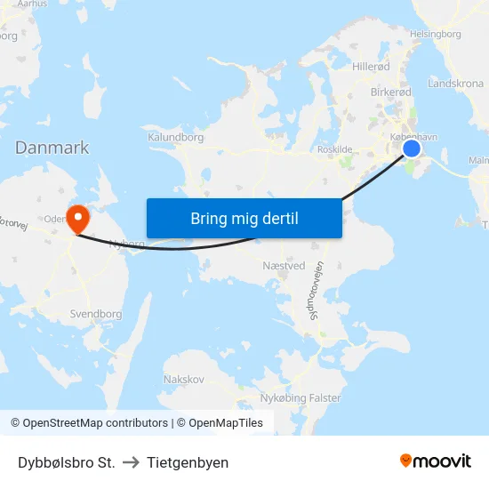Dybbølsbro St. to Tietgenbyen map