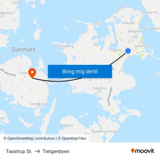 Taastrup St. to Tietgenbyen map