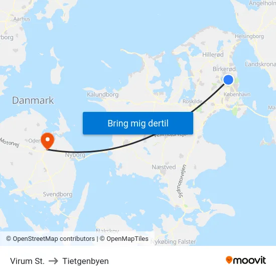 Virum St. to Tietgenbyen map