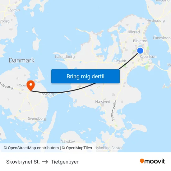 Skovbrynet St. to Tietgenbyen map