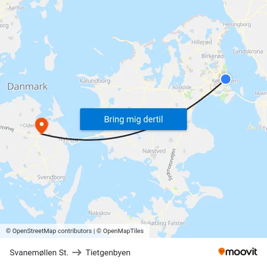 Svanemøllen St. to Tietgenbyen map