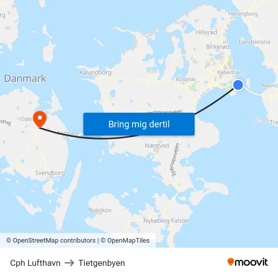Cph Lufthavn to Tietgenbyen map
