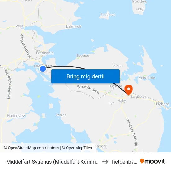 Middelfart Sygehus (Middelfart Kommune) to Tietgenbyen map