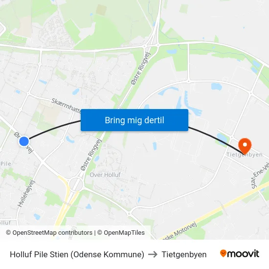 Holluf Pile Stien (Odense Kommune) to Tietgenbyen map