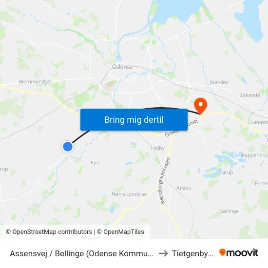 Assensvej / Bellinge (Odense Kommune) to Tietgenbyen map