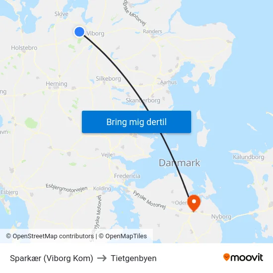 Sparkær (Viborg Kom) to Tietgenbyen map
