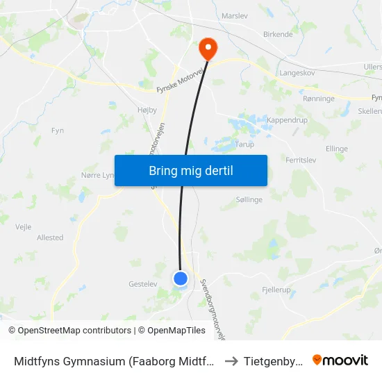 Midtfyns Gymnasium (Faaborg Midtfyn) to Tietgenbyen map