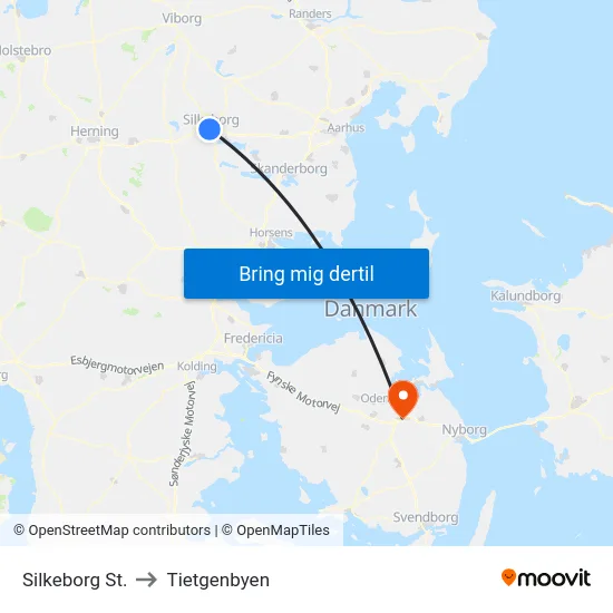 Silkeborg St. to Tietgenbyen map