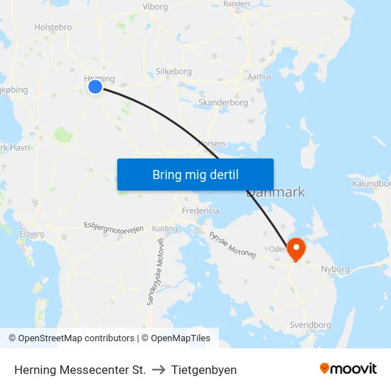 Herning Messecenter St. to Tietgenbyen map