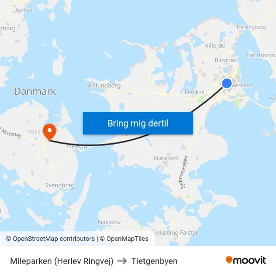 Mileparken (Herlev Ringvej) to Tietgenbyen map