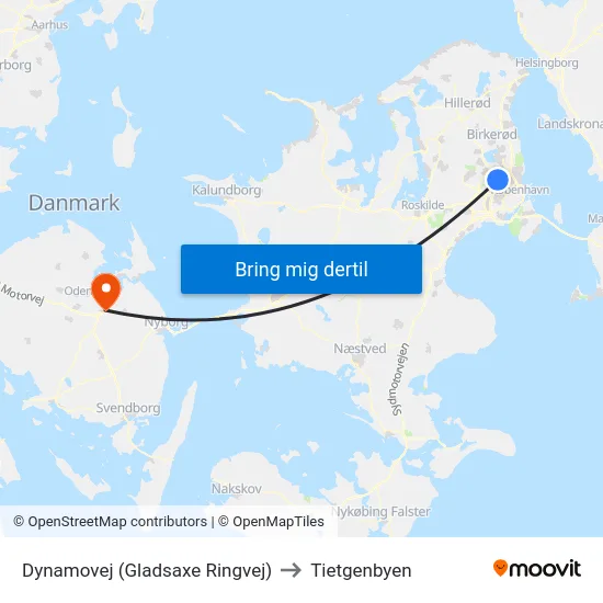 Dynamovej (Gladsaxe Ringvej) to Tietgenbyen map