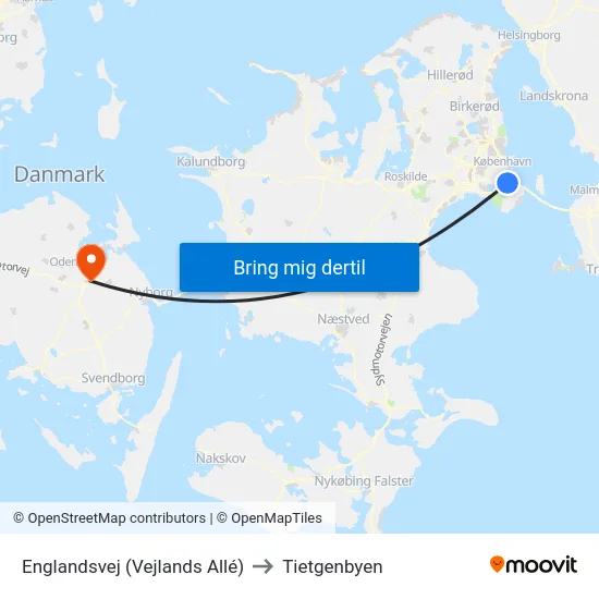 Englandsvej (Vejlands Allé) to Tietgenbyen map
