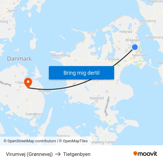 Virumvej (Grønnevej) to Tietgenbyen map